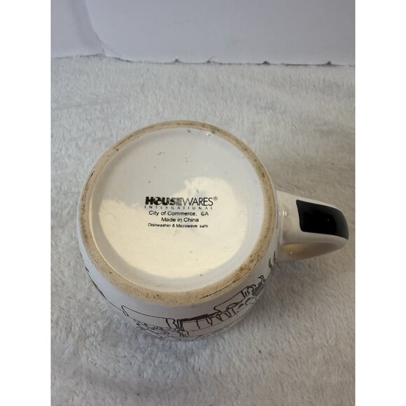 RARE! EPOCH Le Restaurant Dining Room Scene Coffee Mug Black White XLarge - Picture 5 of 10